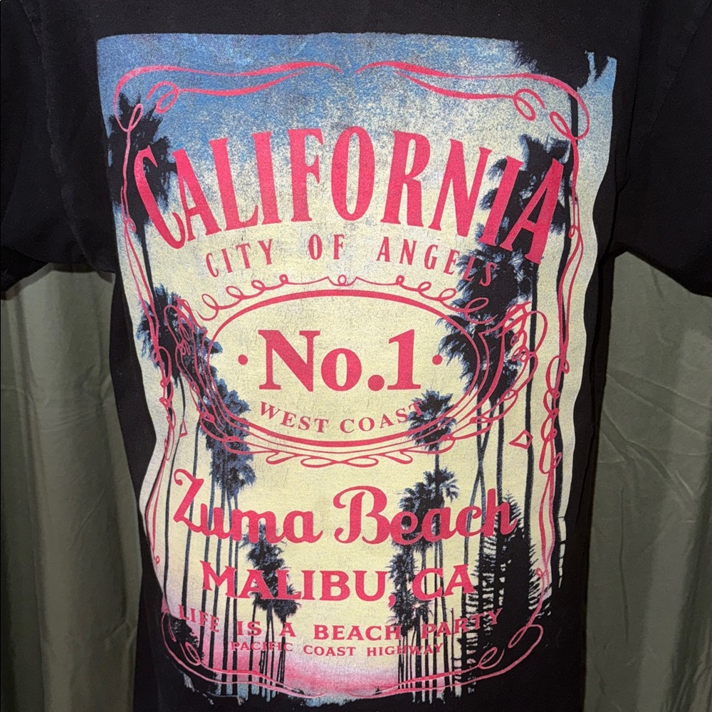 California Graphic Black V-Neck T-Shirt - Picture 2 of 3
